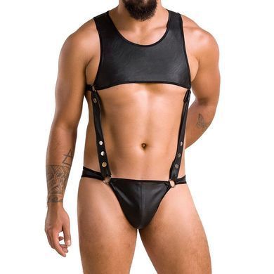 Мужское кожаное боди Passion 056 ADAM XXL/XXXL Black, заклепки