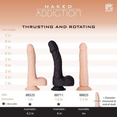 Фаллоимитатор с ротацией и пульсацией Naked ADDICTION 8&Prime; Rotating & Thrusting Dong - Vanilla