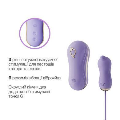 Набор 2в1 Zalo &mdash; UNICORN Violet, виброяйцо + вакуумный стимулятор