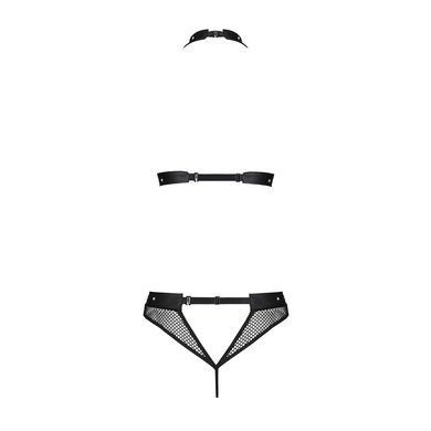 Белье с открытым доступом Passion MOONLIGHT SET L/XL black топ, стринги