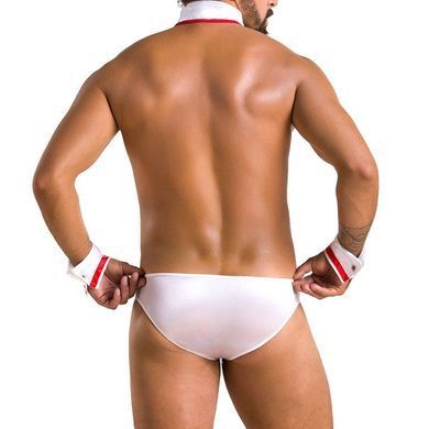 Комплект эротического мужского белья Passion 037 GREGORY L/XL White, трусы, воротник, манжеты