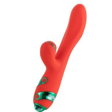 Вибратор-кролик с пульсацией и флоггером LOCKINK SEVANDA Whip Vibrating Massage Wand, красно-зеленый
