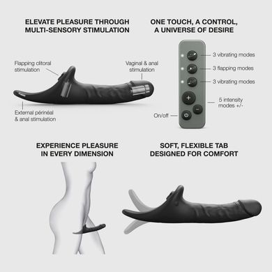 Вибронасадка для страпона с вакуумной стимуляцией Strap-On-Me Multi Orgasm Realistic Dildo L Black