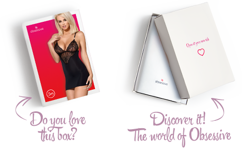 Сатиновый комплект для сна с кружевом Obsessive 828-CHE-1 chemise & thong L/XL, черный, сорочка