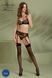 Комплект Passion LEAFA SET black, XXL/XXXL, кружево+сетка, бюстгальтер на косточках, стринги, пояс для чулок