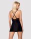 Сатиновый комплект для сна с кружевом Obsessive 828-CHE-1 chemise & thong L/XL, черный, сорочка