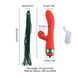 Вибратор-кролик с пульсацией и флоггером LOCKINK SEVANDA Whip Vibrating Massage Wand, красно-зеленый