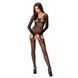 Бодистокинг Passion BS055 black, комбинезон, имитация чулок и пояса, длинный рукав, закрытое плечо