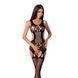 Бодістокінг Passion BS066 One Size, Black, комбінезон, імітація панчіх і пояса з гартерами