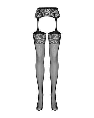 Сетчатые чулки-стокинги с имитацией гартеров Obsessive Garter stockings S500 S/M/L, черные