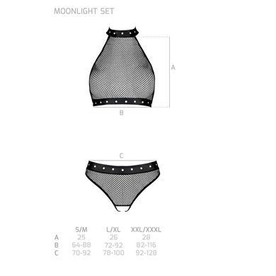 Белье с открытым доступом Passion MOONLIGHT SET S/M black, топ, стринги