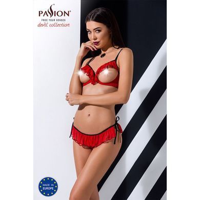 Комплект белья Passion Exclusive CHERRY SET OpenBra S/M, red, открытый лиф, трусики-юбочка
