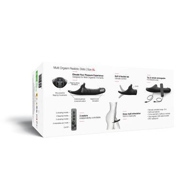 Вибронасадка для страпона с вакуумной стимуляцией Strap-On-Me Multi Orgasm Realistic Dildo XL Black