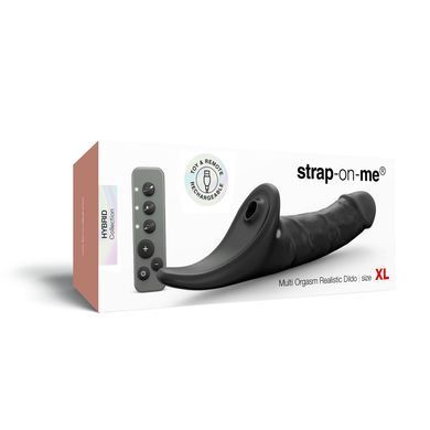 Вибронасадка для страпона с вакуумной стимуляцией Strap-On-Me Multi Orgasm Realistic Dildo XL Black