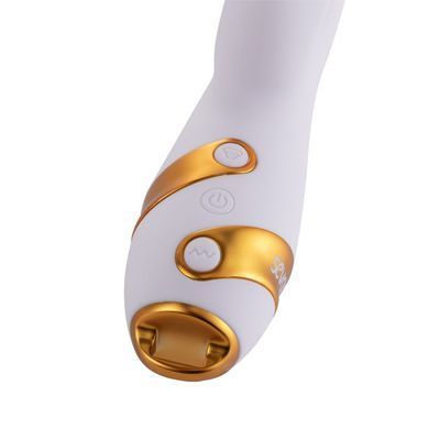 Вибратор-кролик с пульсацией и флоггером LOCKINK SEVANDA Whip Vibrating Massage Wand, бело-золотой