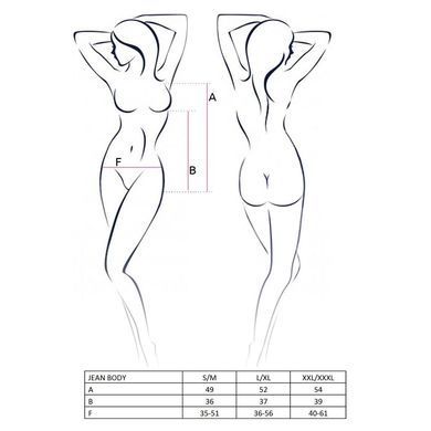 Боди монокини под латекс Passion JEAN BODY L/XL, black