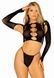 Комплект бесшовного белья Leg Avenue Long sleeve crop top & string Black, One Size, топ, стринги