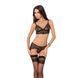 Комплект білизни Passion Exclusive VELIA SET S/M, black, напівпрозорий ліф, трусики-пояс для панчіх