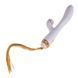 Вибратор-кролик с пульсацией и флоггером LOCKINK SEVANDA Whip Vibrating Massage Wand, бело-золотой