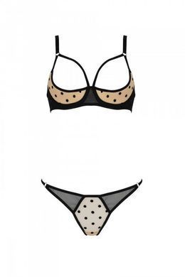 Эротический комплект Passion MARINA SET WITH OPEN BRA, XXL/XXXL, beige, открытые чашки