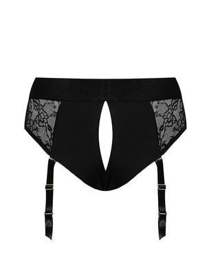 Кружевные трусы для страпона с подвязками для чулок Strap-On-Me DIVA HARNESS - XS