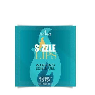 Пробник масажного гелю Sensuva &mdash; Sizzle Lips Blueberry Ice Pop (6 мл), без цукру, їстівний