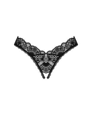 Кружевные стринги Obsessive Donna Dream crotchless thong M/L Black, открытый доступ