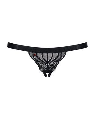 Кружевные танга с доступом Obsessive 828-THC-1 crotchless thong L/XL, черные