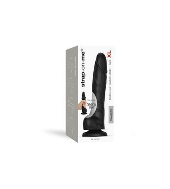 Реалистичный фаллоимитатор Strap-On-Me Sliding Skin Realistic Dildo Black XL, эффект подвижной кожи