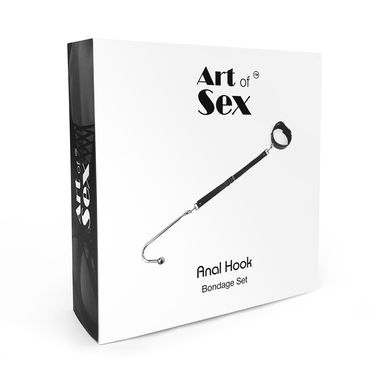 Анальный крюк 1 с ошейником из натуральной кожи Art of Sex - Anal hook, Черный