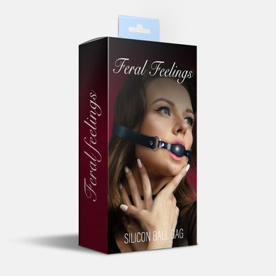 Кляп силиконовый Feral Feelings Silicon Ball Gag Black/Black, черный ремень, черный шарик