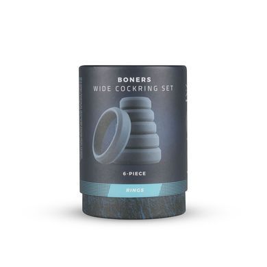 Набор эрекционных колец Boners 6-Piece Cock Ring Set, диаметр от 2,6 до 5,7 см, силикон