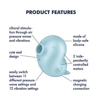 Вакуумный клиторальный стимулятор с вибрацией Satisfyer Sassy Seal, 2 независимых мотора