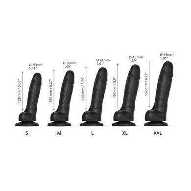 Реалистичный фаллоимитатор Strap-On-Me Sliding Skin Realistic Dildo Black XL, эффект подвижной кожи