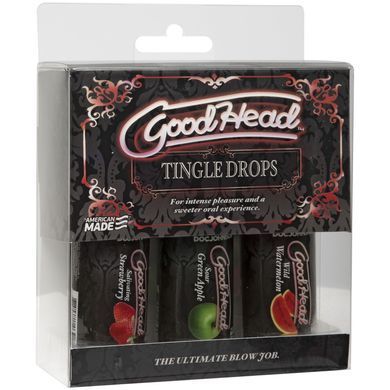 Набор капель для минета Doc Johnson GoodHead Tingle Drops, 3х29,5 мл, арбуз, зеленое яблоко, клубника