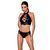 Комплект из эко-кожи Passion NANACY BIKINI XXL/XXXL, black, бра и трусики с имитацией шнуровки