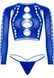 Комплект Leg Avenue Long sleeve crop top & string Royal Blue One Size, топ, стринги