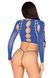 Комплект Leg Avenue Long sleeve crop top & string Royal Blue One Size, топ, стринги
