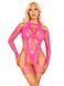 Бодистокинг Leg Avenue Fishnet Garter Harness and Teddy One Size Neon Pink