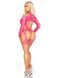 Бодистокинг Leg Avenue Fishnet Garter Harness and Teddy One Size Neon Pink