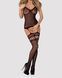 (SALE) Бодістокінг Obsessive Bodystocking F214 black S/M/L, імітація корсета та панчіх на підв&rsquo;язках