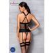 Сетчатый комплект корсет с халтером, съемные подвязки и трусики Passion AMANDA CORSET S/M, black