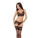 Комплект белья Passion Exclusive VELIA SET XXL/XXXL, black, полупрозрачный лиф, трусики-пояс