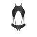Боді з відкритим доступом Passion TASMINA BODY S/M, black, екошкіра, шнурівки, ажурні мережива