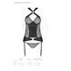 Сетчатый комплект корсет с халтером, съемные подвязки и трусики Passion AMANDA CORSET S/M, black