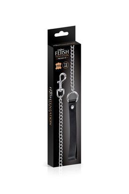 Поводок из натуральной кожи Fetish Tentation Premium Metal leash with cowhide leather wrist 72 см