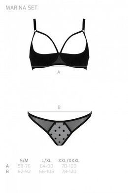 Эротический комплект Passion MARINA SET WITH OPEN BRA, L/XL, black, открытые чашки