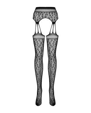 Сетчатые чулки-стокинги под леопард Obsessive Garter stockings S817 S/M/L, имитация гартеров, с дост