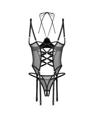 Корсет Obsessive Dominna cupless corset & crotchless thong S/M