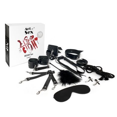 Набор BDSM Art of Sex – Set Leather, 10 предметов, черный, натуральная кожа